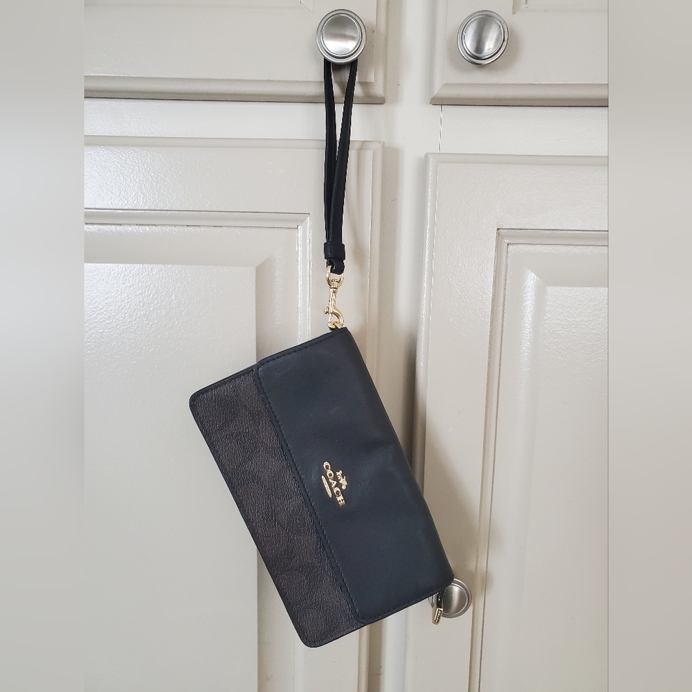Coach Foldover Signature Canvas Wristlet